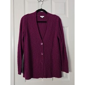 J.‎ Jill Womans Cardigan Sweater Size Small Petite, 3 button Front Wine color.